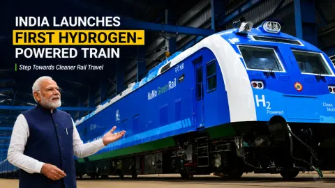 India hydrogen-powered train NaMo Green Rail at Jind railway station in Haryana