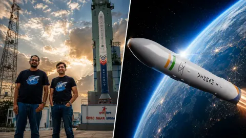 Skyroot Vikram-1 rocket lifting off on India’s historic private orbital launch