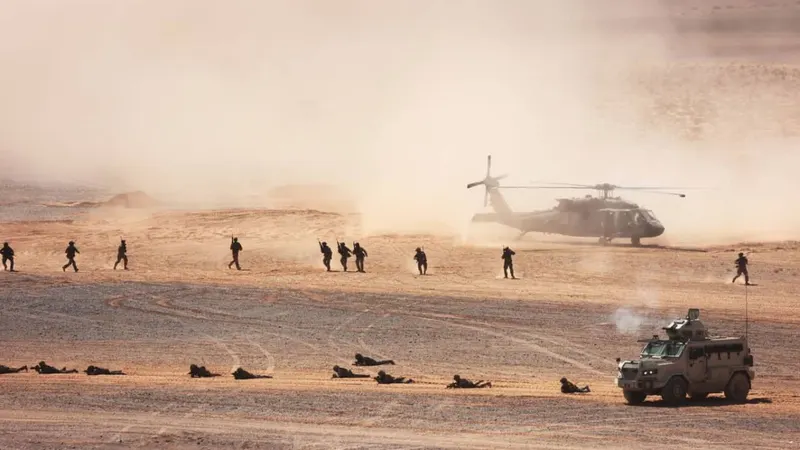 Military base in Jordan following the attack in which 2 US service members were killed in Jordan