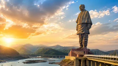 Statue of Unity towering over the Narmada Valley in Gujarat