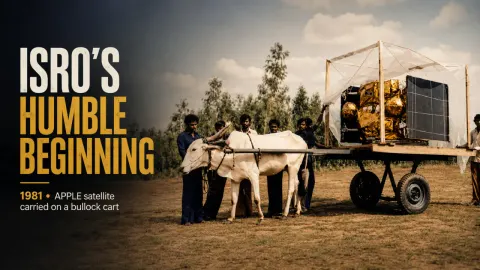 ISRO APPLE satellite bullock cart story showing a satellite being moved for testing