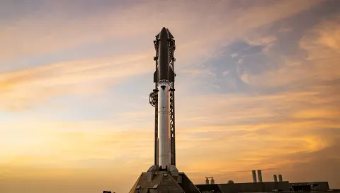 SpaceX Starship V3 rocket launching from Starbase Texas with 33 Raptor engines firing