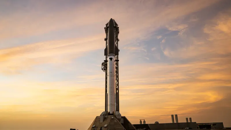 SpaceX Starship V3 rocket launching from Starbase Texas with 33 Raptor engines firing