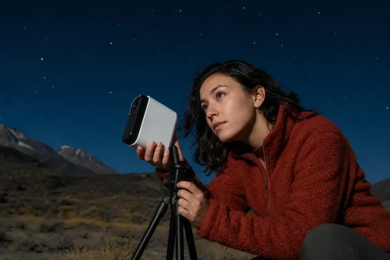 The DwarfLab Dwarf Mini smart telescope capturing lunar images