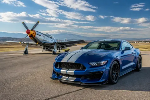 Roush Mustang and P-51 Mustang side by side