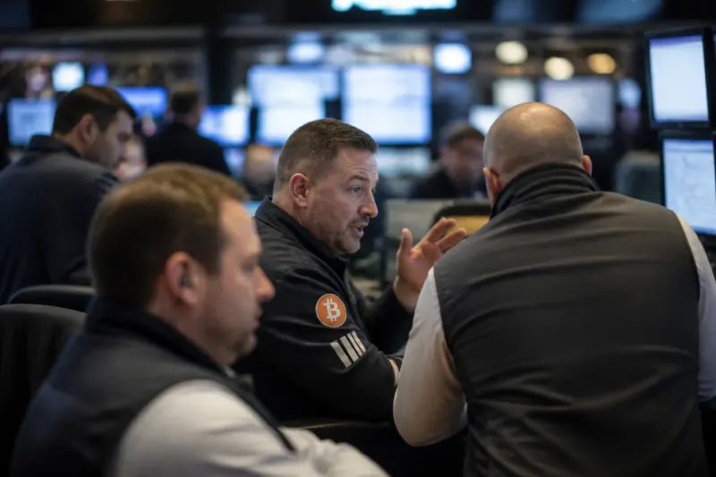Traders at work monitoring Bitcoin price fluctuations