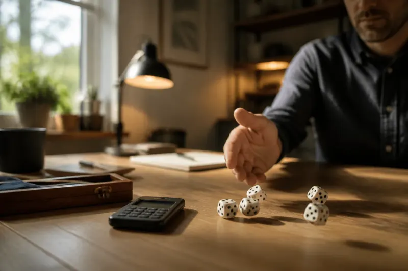 Image of a user conducting a physical dice roll for wallet security.