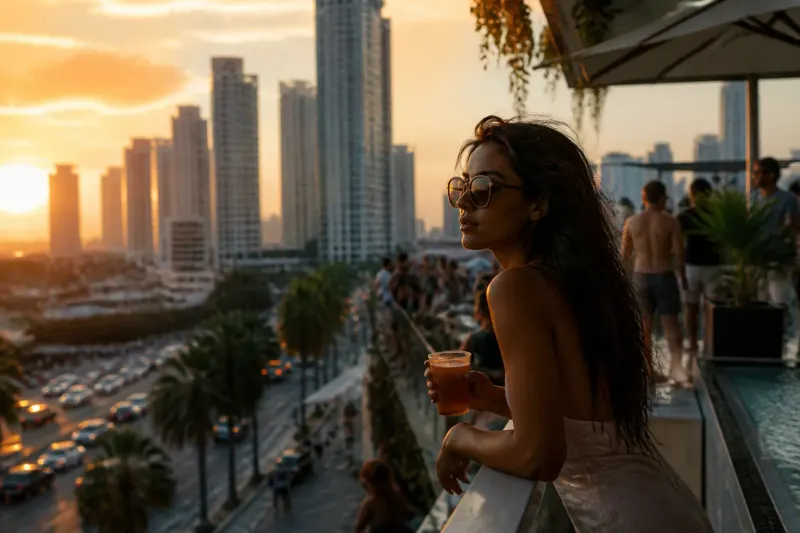 A bustling city scene in Grand Theft Auto 6, showcasing immersive visuals and detailed graphics.