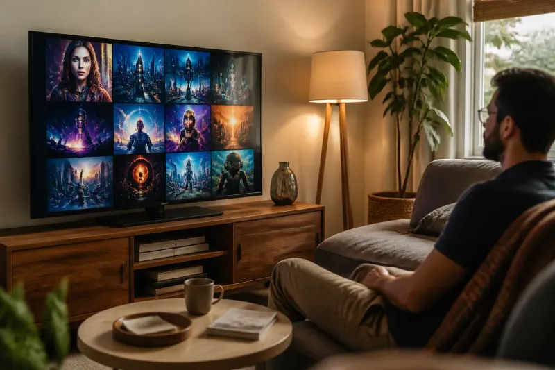 An image depicting a TV screen displaying an AI-generated animation.