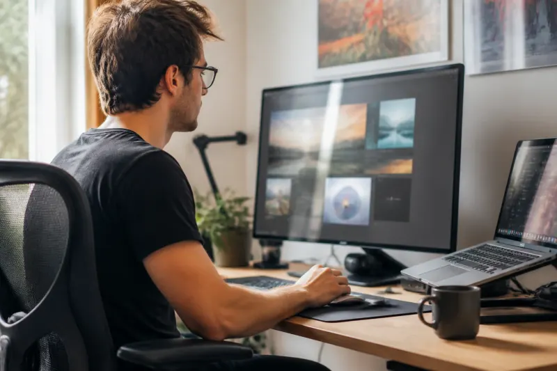 A workspace with a user applying a new theme on COSMIC Desktop.