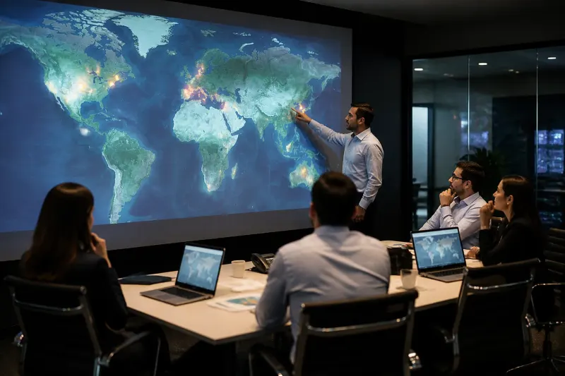 Map highlighting countries targeted by North Korean cyberattacks.