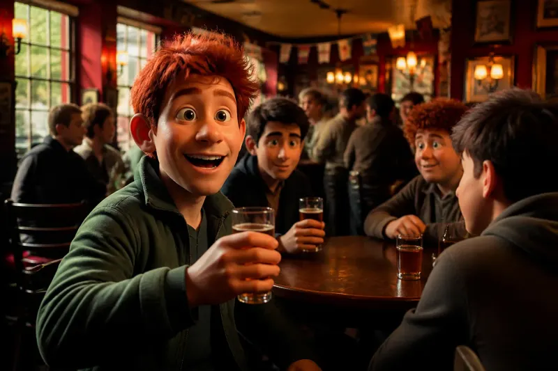 A scene from Cully Hill Boys featuring its AI-generated characters in a vibrant setting.