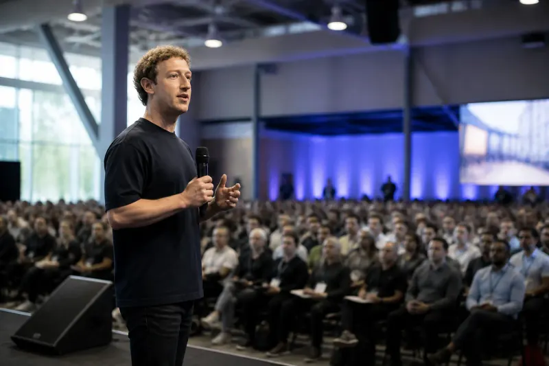 Mark Zuckerberg discussing AI at a tech event