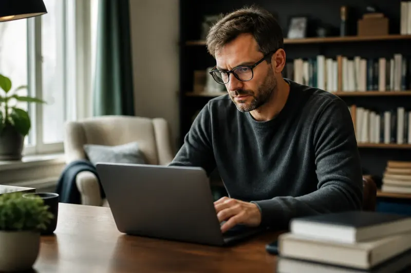 A user adjusting their Linux settings on a laptop.