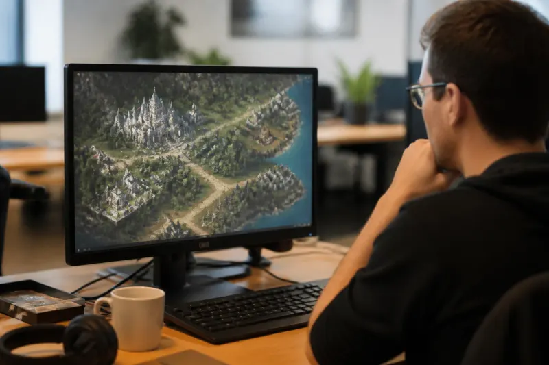 Visuals from Heroes of Might and Magic: Olden Era portraying its gameplay.