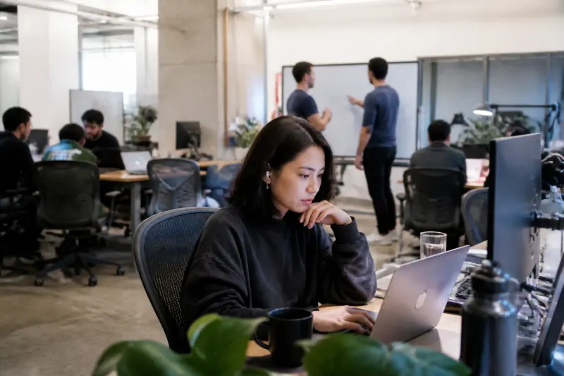 A modern office environment at OpenAI reflecting innovation and AI development.