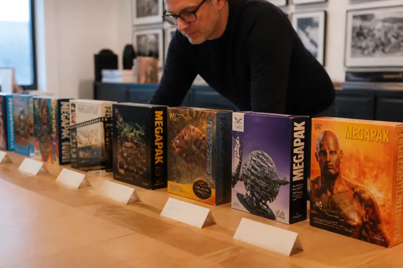 A display showcasing the later MegaPak entries over the years.