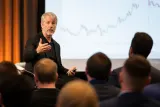 Michael Saylor discussing Bitcoin strategies in a financial conference