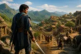 A scene depicting the protagonist Coen preparing for an adventure in Blood of Dawnwalker.