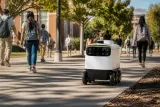 Robot.com delivery robots on a college campus