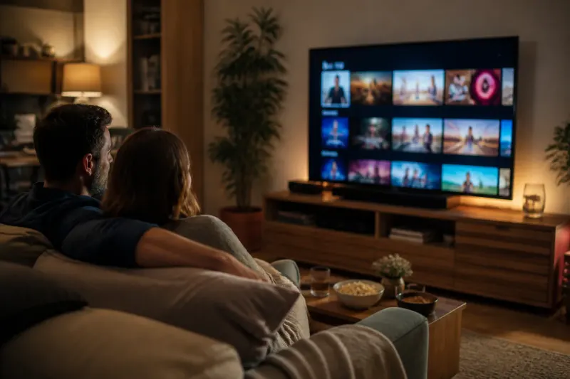 Various streaming services on a smart TV interface