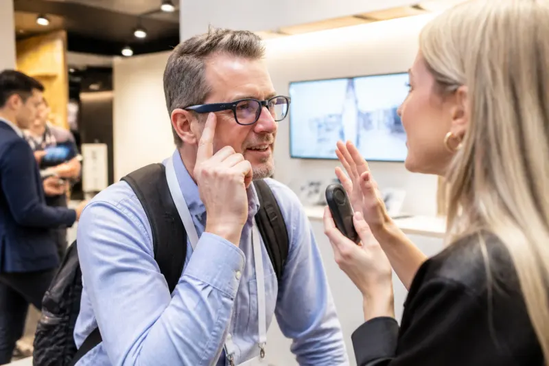 A demo of the hearing enhancement feature on Meta glasses
