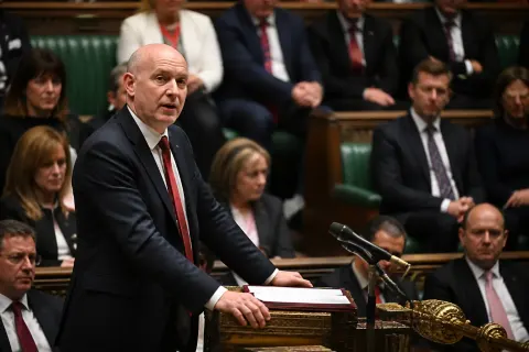 Chancellor John Healey presenting the Budget