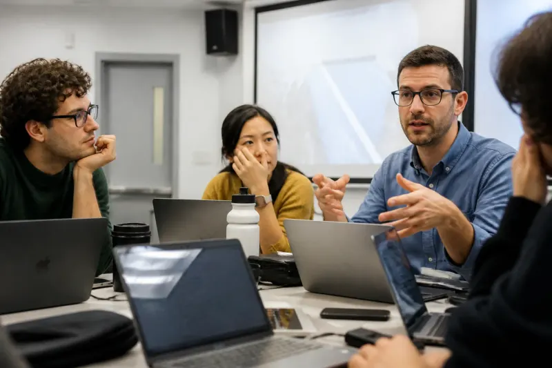 Group of scientists discussing limitations of AI understanding