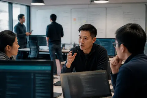 AOMEI's technical team discussing security protocols in light of recent cyberattacks.