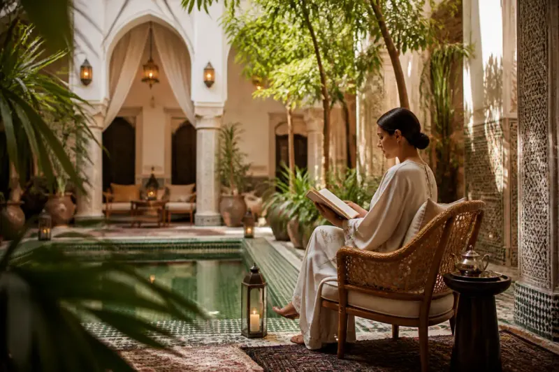 A luxurious riad in Marrakech showcasing Moroccan architecture