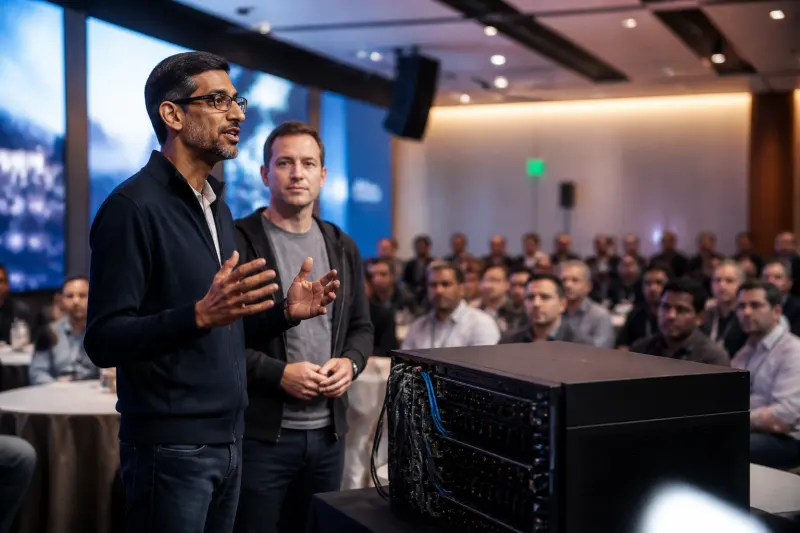 Google executives demonstrating the new crypto custody security system at a tech event