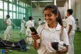Uma Kashvi celebrating her selection in the WPL auction.