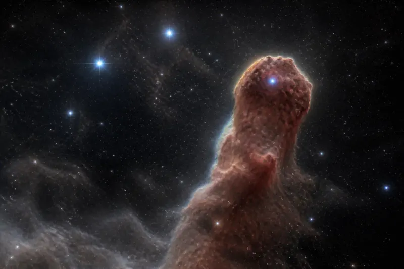 The Cat's Head Nebula captured by Hubble and JWST